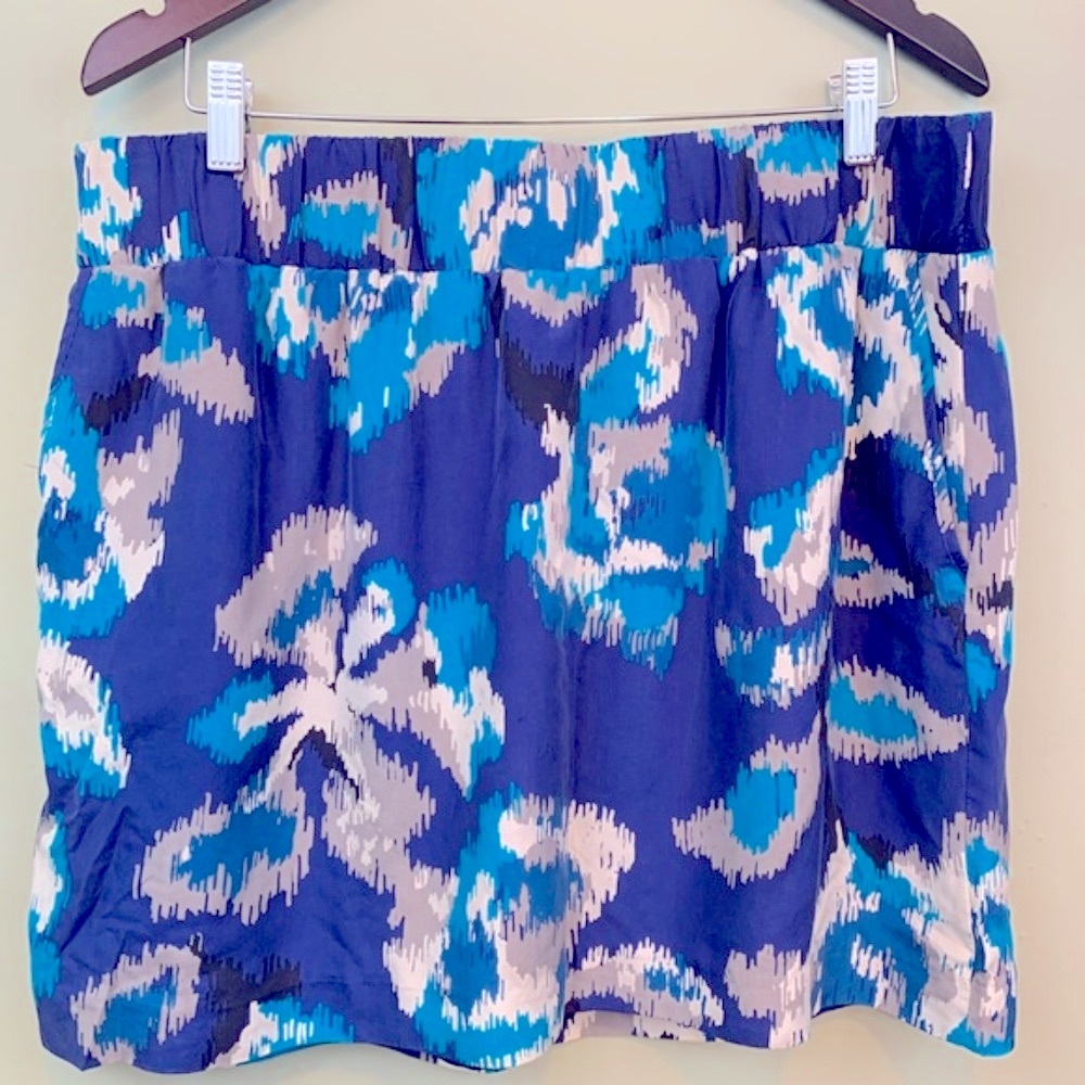 LOFT Silky Pocket Detail Mini Skirt Blue Ikiat